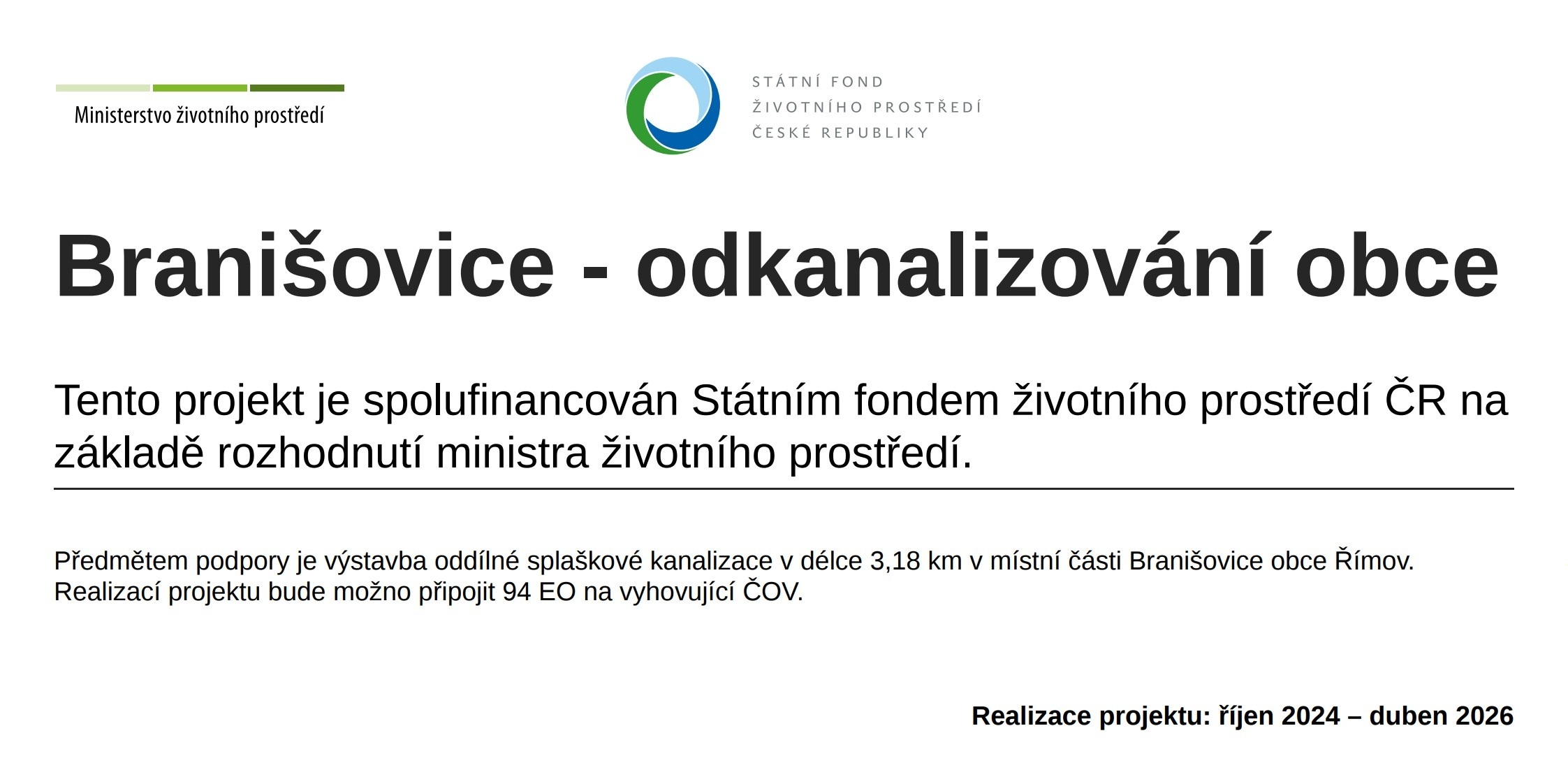 Branišovice - odkanalizování obce - leták